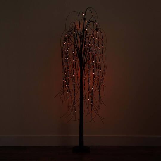 6ft. Orange & Purple LED Pre-Lit Halloween Black Willow Artificial Fall Tree